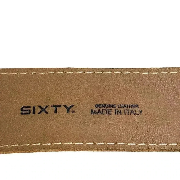 Sixty Unisex White Leather Belt with Grommet Detail Size 32 - Picture 2 of 7